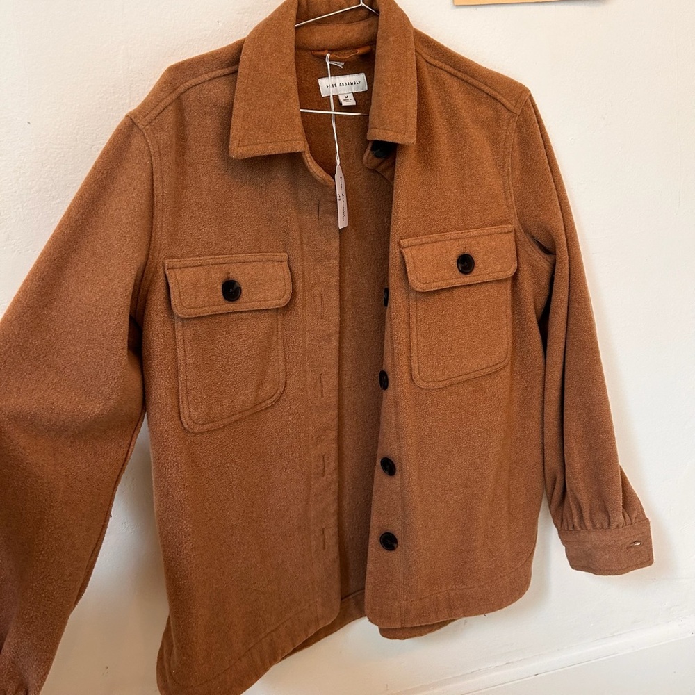 FREE ASSEMBLY WOOL shacket M Tan brown fleece Shirt tailored sport coat Jacket